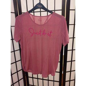 Nike Womens T-Shirt Pink Size Large Dri-Fit Short Sleeve Just Do It Sportswear